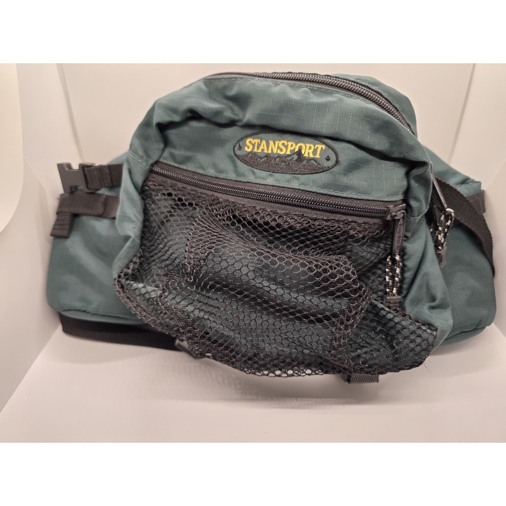 Vintage STANSPORT Green Fanny Pack/Waist Bag 2 Water Bottle Holders‎ Hip